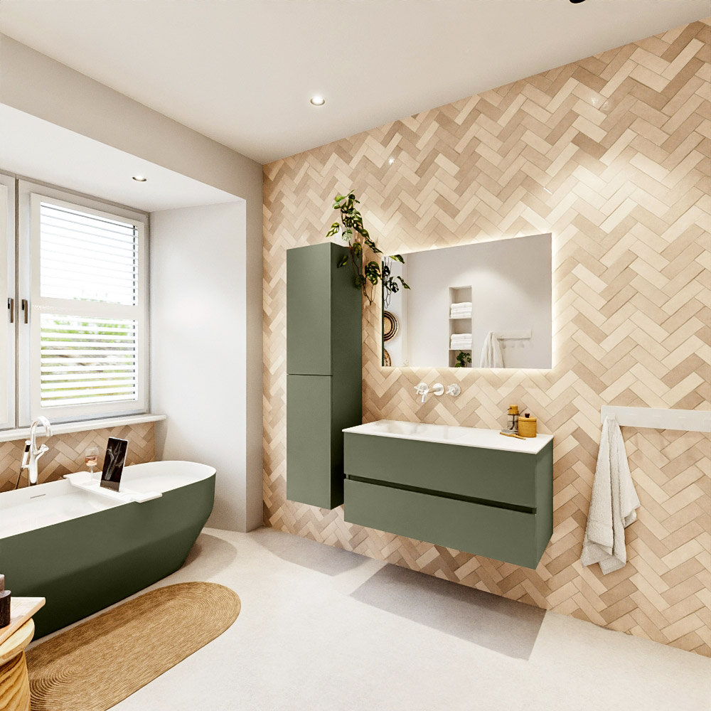 MONDIAZ VICA 100cm mueble de baño Army 2 cajones. Lavabo CLOUD Izquierda sin orificio, color Talc. 4 MONDIAZ VICA 100cm mueble de baño Army 2 cajones. Lavabo CLOUD Izquierda sin orificio, color Talc. - Imagen 4