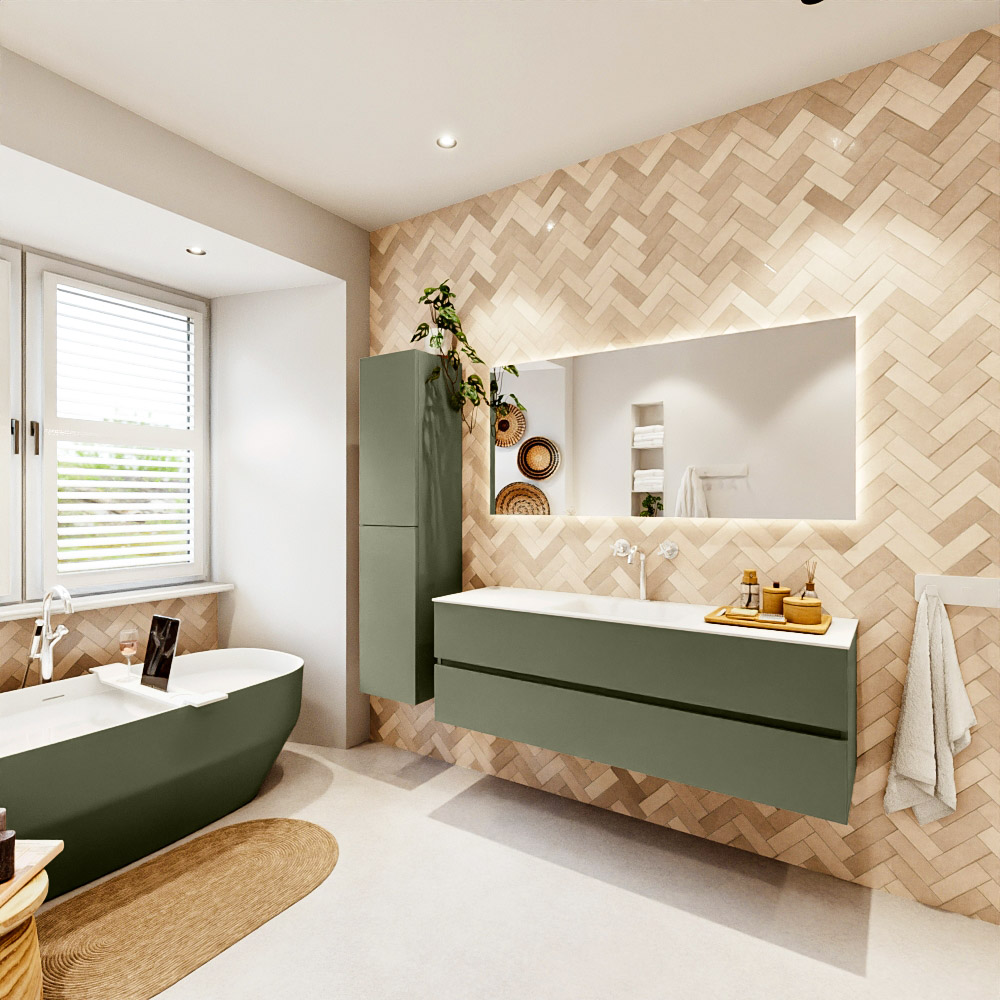 MONDIAZ VICA 150cm mueble de baño Army 2 cajones. Lavabo CLOUD Centro 1 orificio, color Talc. 4 MONDIAZ VICA 150cm mueble de baño Army 2 cajones. Lavabo CLOUD Centro 1 orificio, color Talc. - Imagen 4