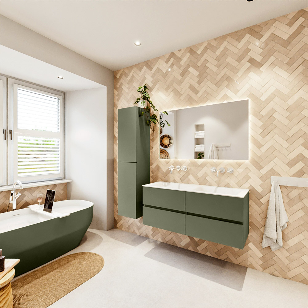 MONDIAZ VICA 120cm mueble de baño Army 4 cajones. Lavabo CLOUD Doble sin orificio, color Talc. 4 MONDIAZ VICA 120cm mueble de baño Army 4 cajones. Lavabo CLOUD Doble sin orificio, color Talc. - Imagen 4
