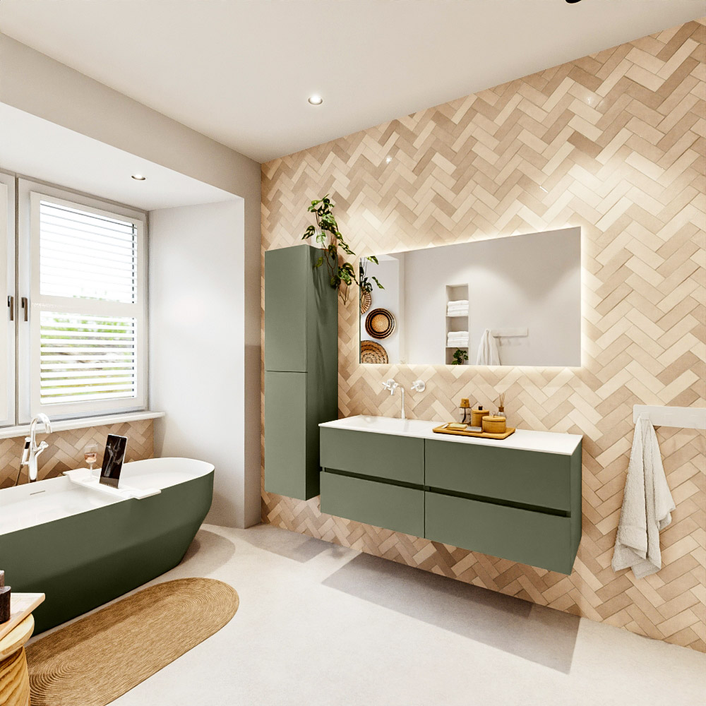 MONDIAZ VICA 130cm mueble de baño Army 4 cajones. Lavabo CLOUD Izquierda 1 orificio, color Talc. 4 MONDIAZ VICA 130cm mueble de baño Army 4 cajones. Lavabo CLOUD Izquierda 1 orificio, color Talc. - Imagen 4