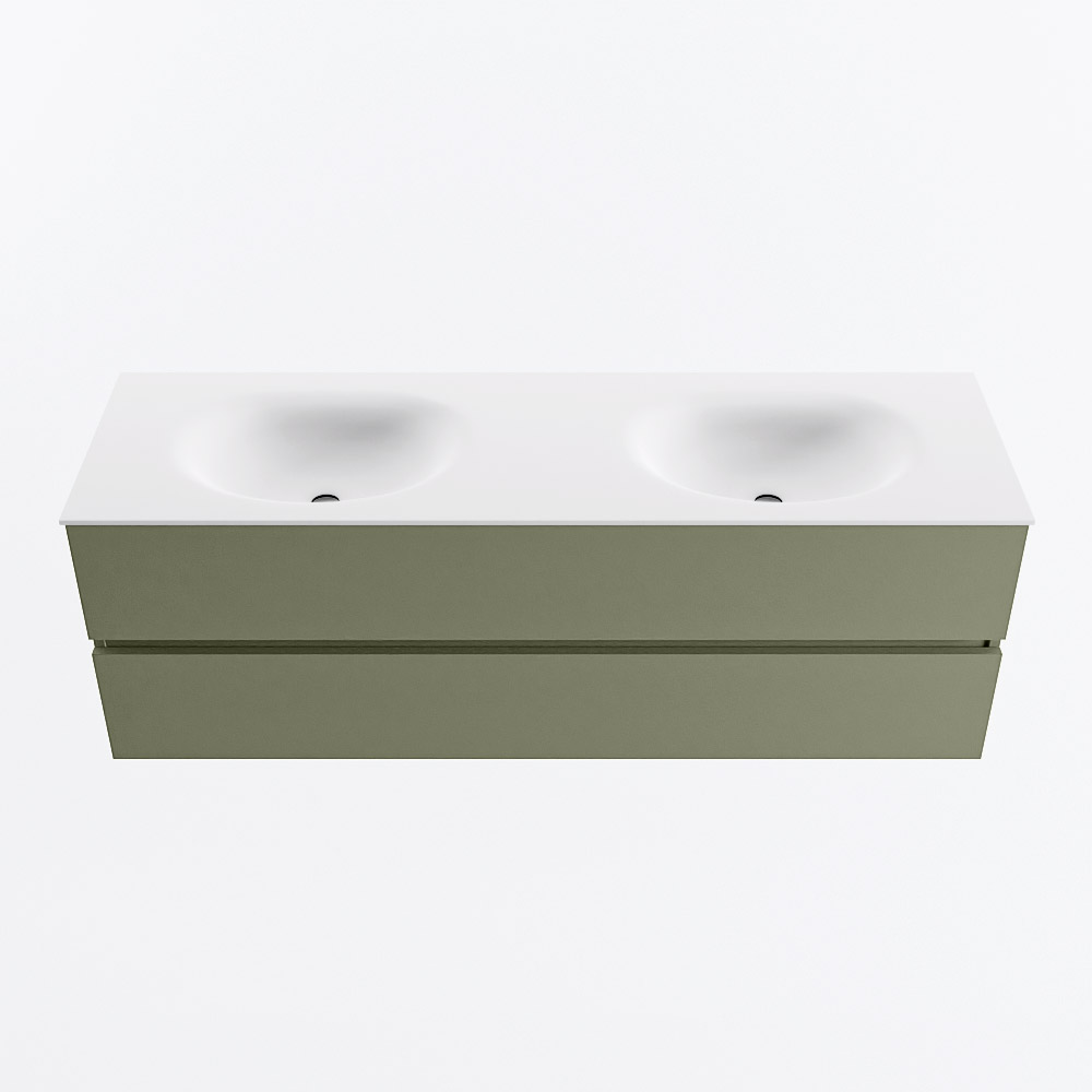 MONDIAZ VICA 150cm mueble de baño Army 2 cajones. Lavabo MOON Doble 2 orificios, color Talc. 5 MONDIAZ VICA 150cm mueble de baño Army 2 cajones. Lavabo MOON Doble 2 orificios, color Talc. - Imagen 5