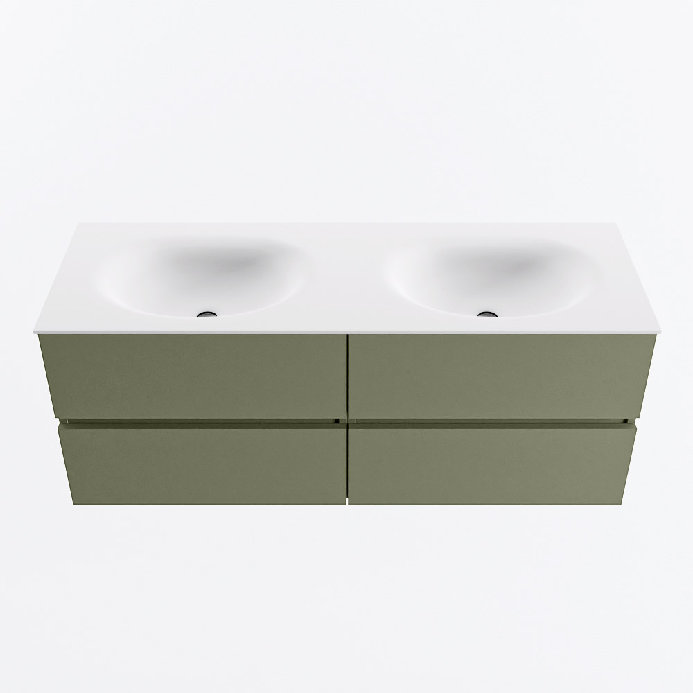 MONDIAZ VICA 130cm mueble de baño Army 4 cajones. Lavabo MOON Doble 2 orificios, color Talc. 5 MONDIAZ VICA 130cm mueble de baño Army 4 cajones. Lavabo MOON Doble 2 orificios, color Talc. - Imagen 5
