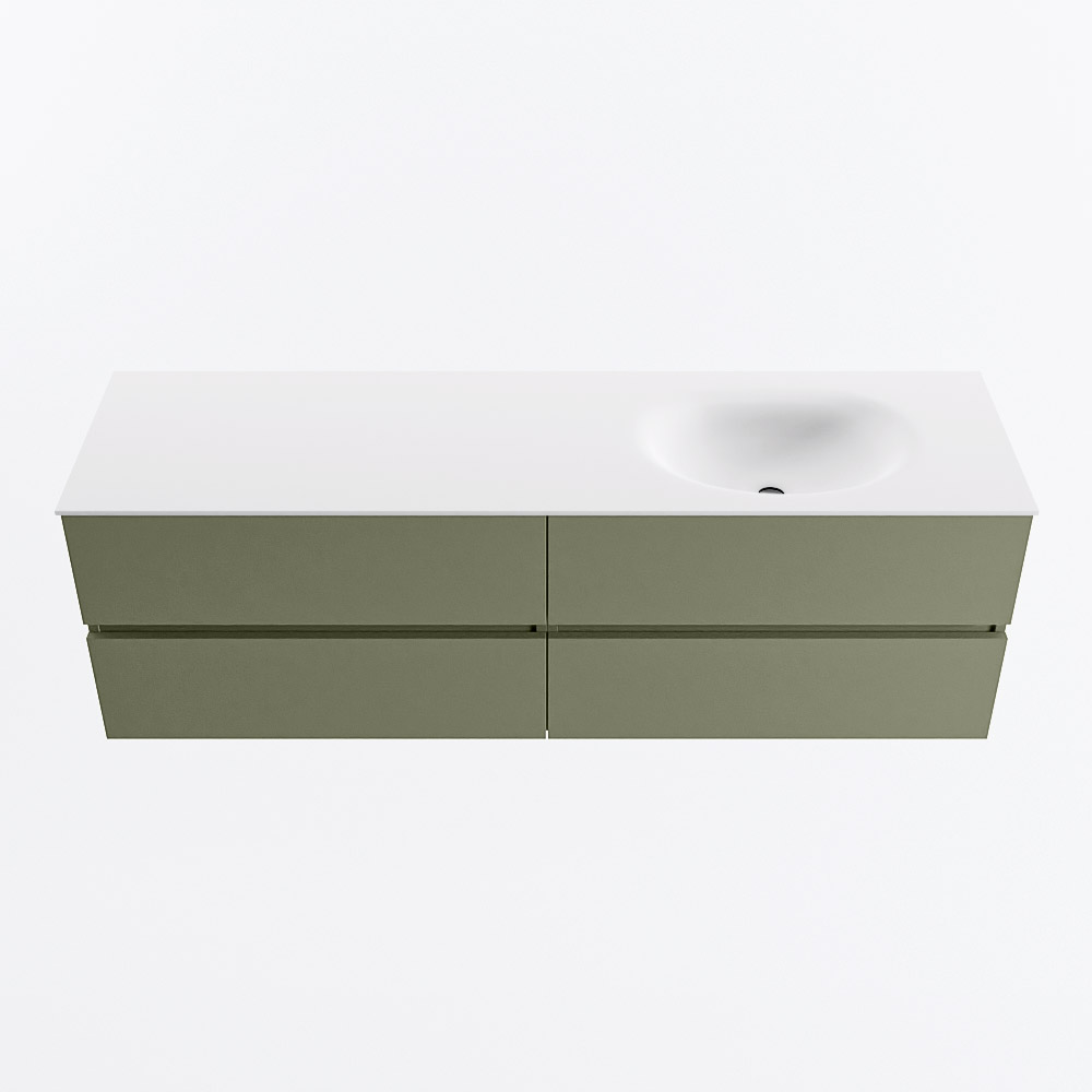 MONDIAZ VICA 160cm mueble de baño Army 4 cajones. Lavabo MOON Derecho 1 orificio, color Talc. 5 MONDIAZ VICA 160cm mueble de baño Army 4 cajones. Lavabo MOON Derecho 1 orificio, color Talc. - Imagen 5