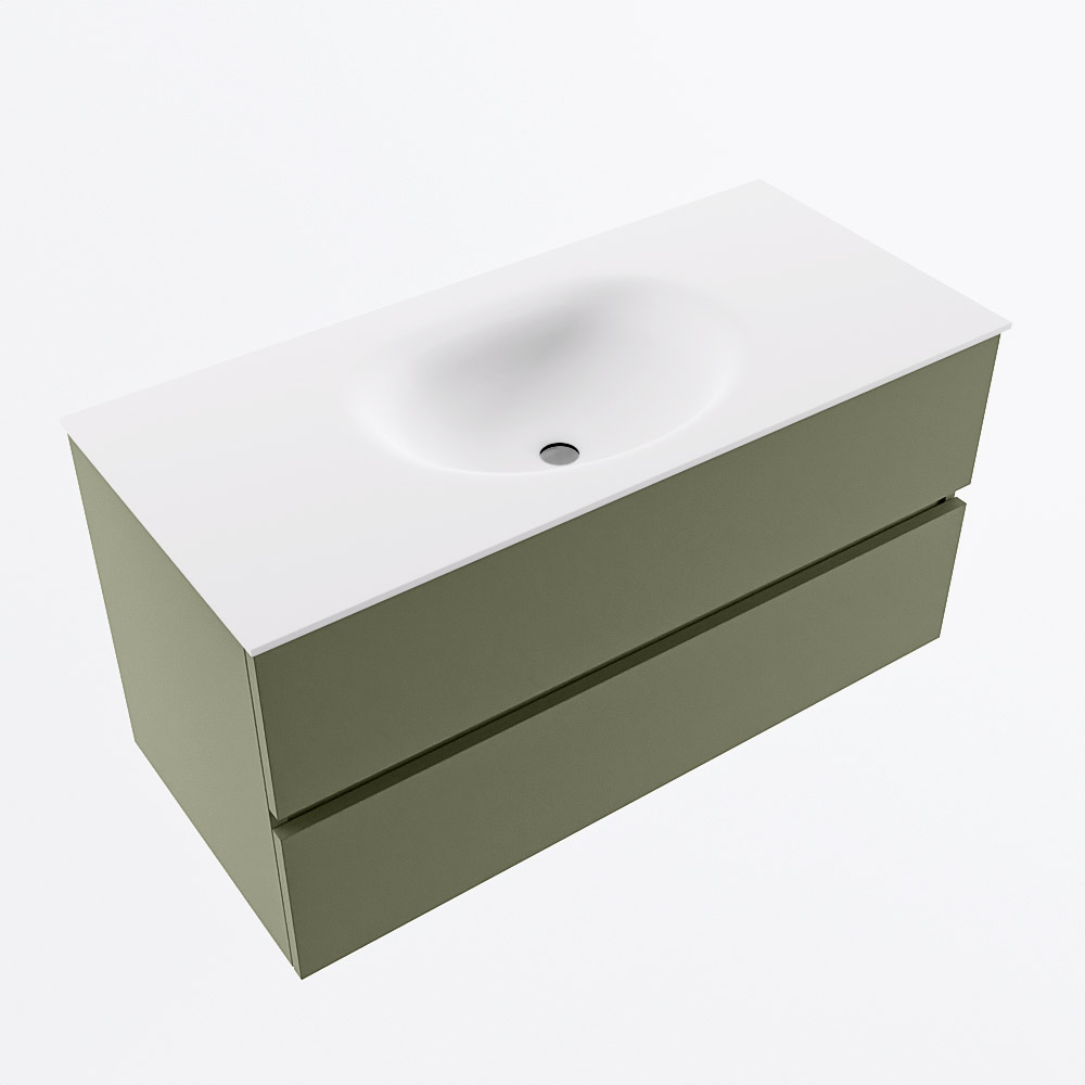 MONDIAZ VICA 100cm mueble de baño Army 2 cajones. Lavabo MOON Centro 1 orificio, color Talc. 6 MONDIAZ VICA 100cm mueble de baño Army 2 cajones. Lavabo MOON Centro 1 orificio, color Talc. - Imagen 6