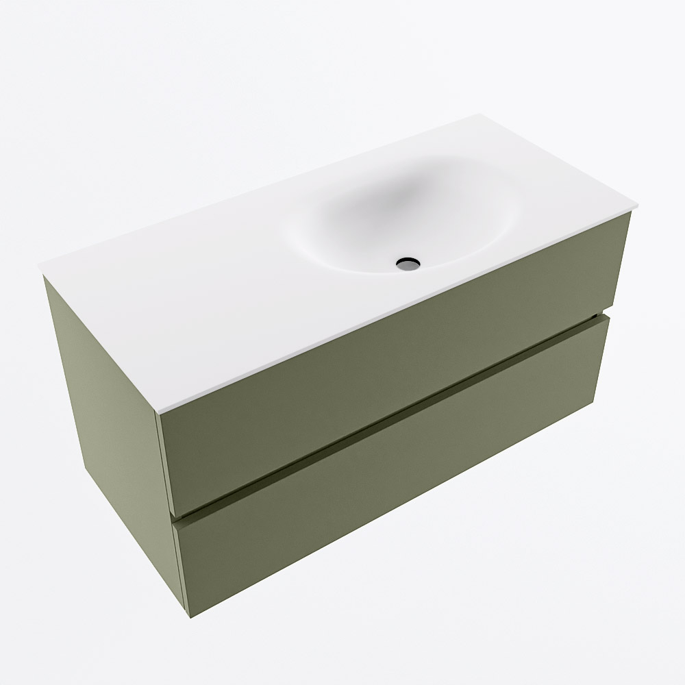 MONDIAZ VICA 100cm mueble de baño Army 2 cajones. Lavabo MOON Derecho 1 orificio, color Talc. 6 MONDIAZ VICA 100cm mueble de baño Army 2 cajones. Lavabo MOON Derecho 1 orificio, color Talc. - Imagen 6