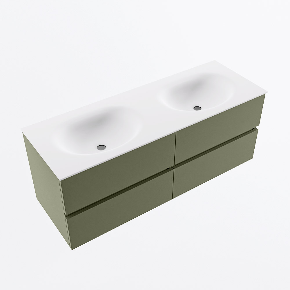 MONDIAZ VICA 130cm mueble de baño Army 4 cajones. Lavabo MOON Doble 2 orificios, color Talc. 6 MONDIAZ VICA 130cm mueble de baño Army 4 cajones. Lavabo MOON Doble 2 orificios, color Talc. - Imagen 6