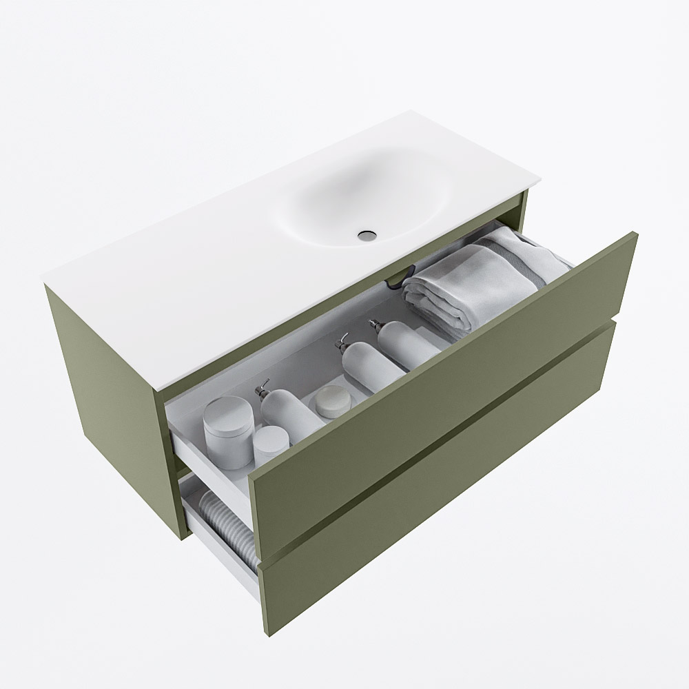 MONDIAZ VICA 110cm mueble de baño Army 2 cajones. Lavabo MOON Derecho 1 orificio, color Talc. 7 MONDIAZ VICA 110cm mueble de baño Army 2 cajones. Lavabo MOON Derecho 1 orificio, color Talc. - Imagen 7