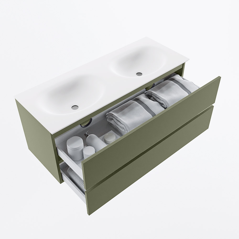 MONDIAZ VICA 120cm mueble de baño Army 2 cajones. Lavabo MOON Doble sin orificio, color Talc. 7 MONDIAZ VICA 120cm mueble de baño Army 2 cajones. Lavabo MOON Doble sin orificio, color Talc. - Imagen 7