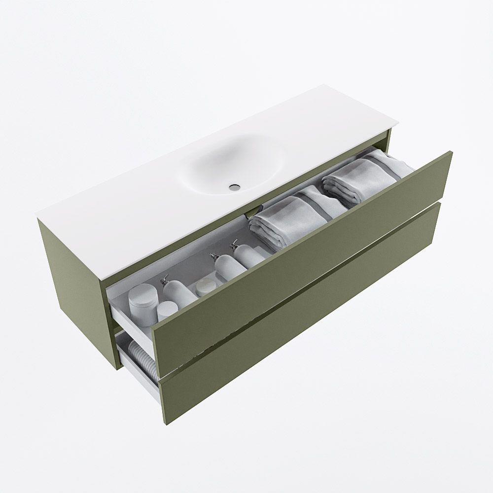 MONDIAZ VICA 150cm mueble de baño Army 2 cajones. Lavabo MOON Centro 1 orificio, color Talc. 7 MONDIAZ VICA 150cm mueble de baño Army 2 cajones. Lavabo MOON Centro 1 orificio, color Talc. - Imagen 7