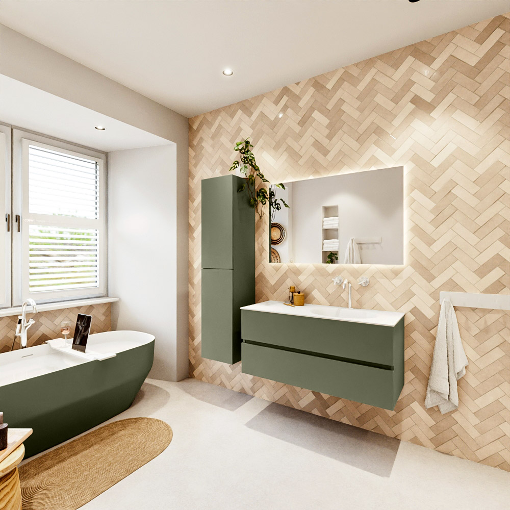 MONDIAZ VICA 110cm mueble de baño Army 2 cajones. Lavabo MOON Derecho 1 orificio, color Talc. 4 MONDIAZ VICA 110cm mueble de baño Army 2 cajones. Lavabo MOON Derecho 1 orificio, color Talc. - Imagen 4