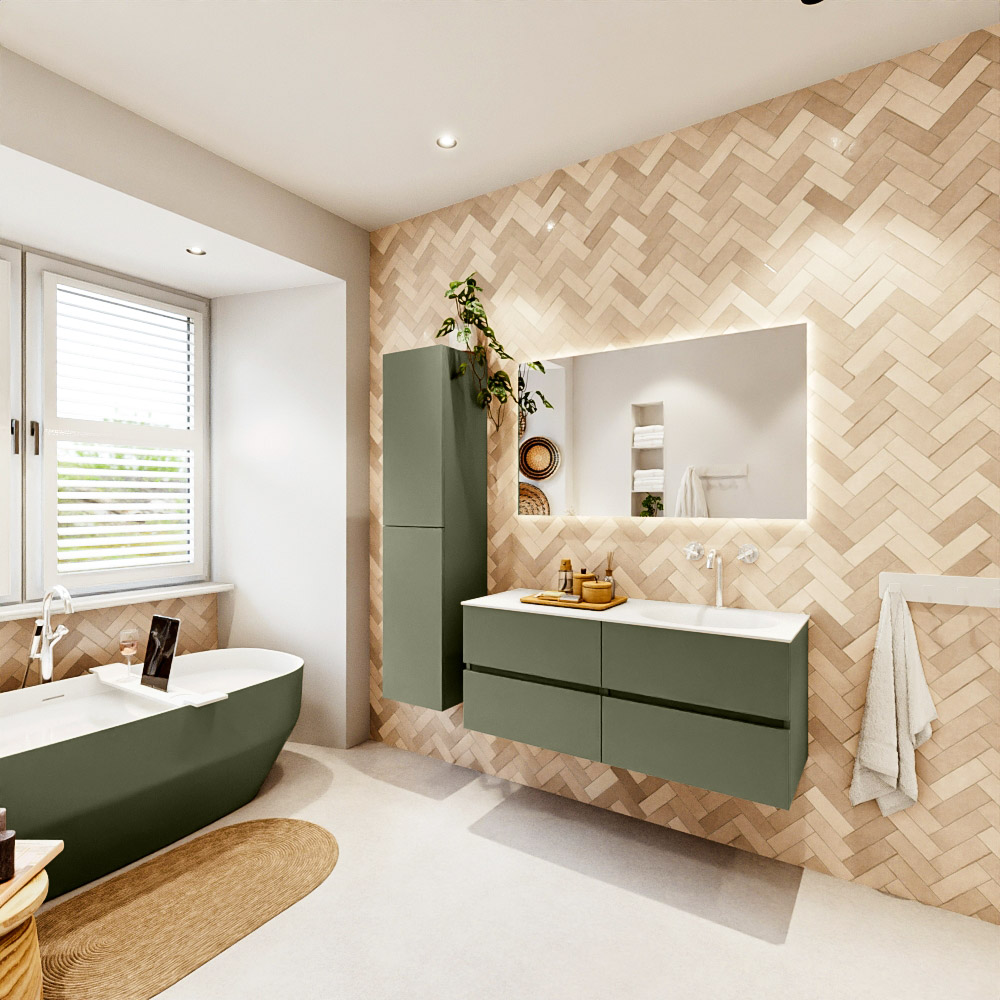 MONDIAZ VICA 120cm mueble de baño Army 4 cajones. Lavabo MOON Derecho 1 orificio, color Talc. 4 MONDIAZ VICA 120cm mueble de baño Army 4 cajones. Lavabo MOON Derecho 1 orificio, color Talc. - Imagen 4