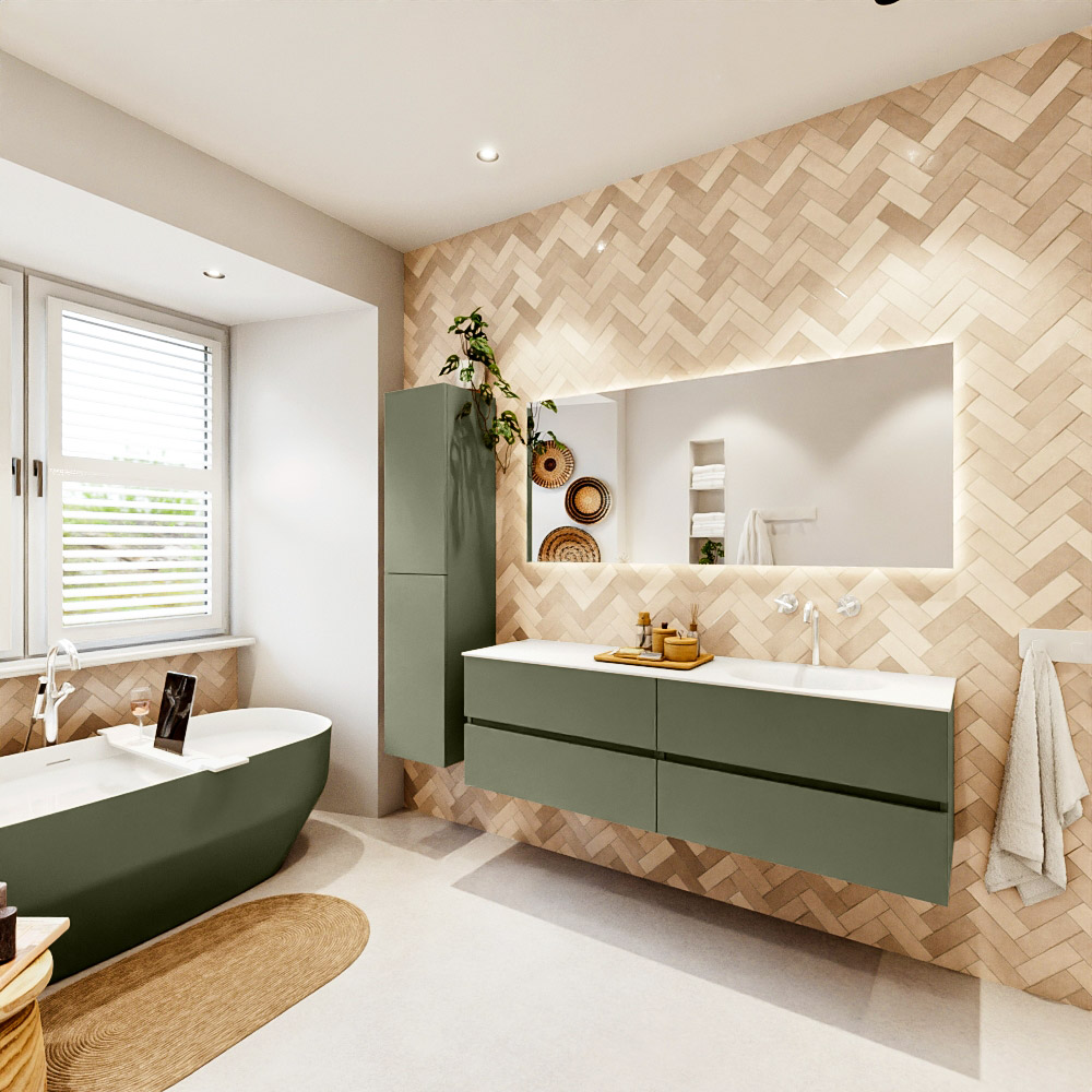 MONDIAZ VICA 160cm mueble de baño Army 4 cajones. Lavabo MOON Derecho 1 orificio, color Talc. 4 MONDIAZ VICA 160cm mueble de baño Army 4 cajones. Lavabo MOON Derecho 1 orificio, color Talc. - Imagen 4