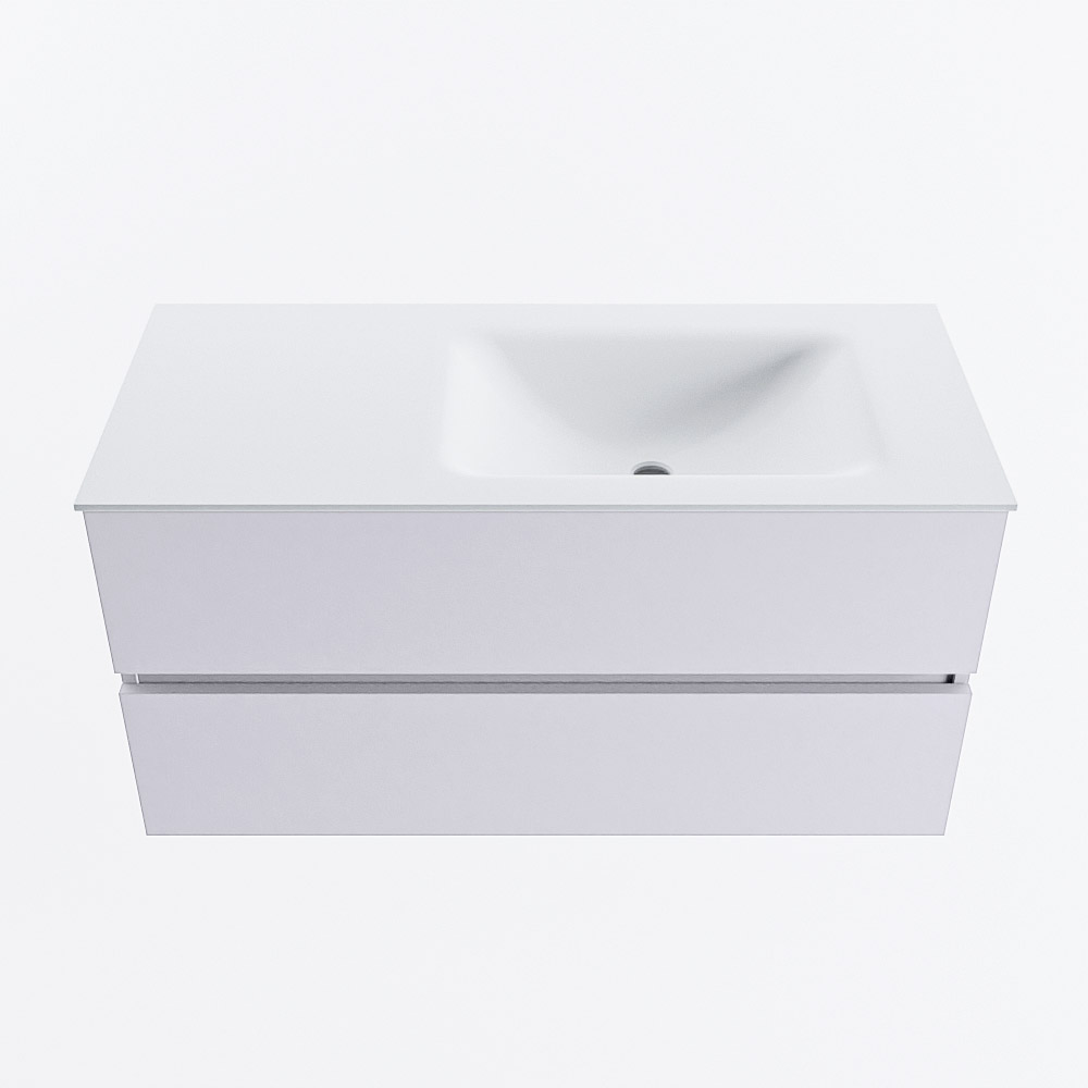 MONDIAZ VICA 100cm mueble de baño Cale 2 cajones. Lavabo CLOUD Derecho sin orificio, color Talc. 5 MONDIAZ VICA 100cm mueble de baño Cale 2 cajones. Lavabo CLOUD Derecho sin orificio, color Talc. - Imagen 5
