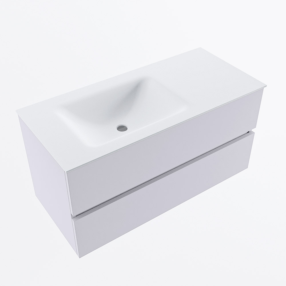 MONDIAZ VICA 100cm mueble de baño Cale 2 cajones. Lavabo CLOUD Izquierda 1 orificio, color Talc. 6 MONDIAZ VICA 100cm mueble de baño Cale 2 cajones. Lavabo CLOUD Izquierda 1 orificio, color Talc. - Imagen 6