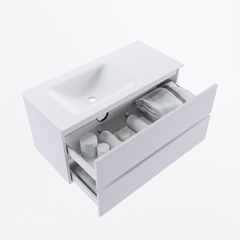 MONDIAZ VICA 100cm mueble de baño Cale 2 cajones. Lavabo CLOUD Izquierda 1 orificio, color Talc. 7 MONDIAZ VICA 100cm mueble de baño Cale 2 cajones. Lavabo CLOUD Izquierda 1 orificio, color Talc. - Imagen 7