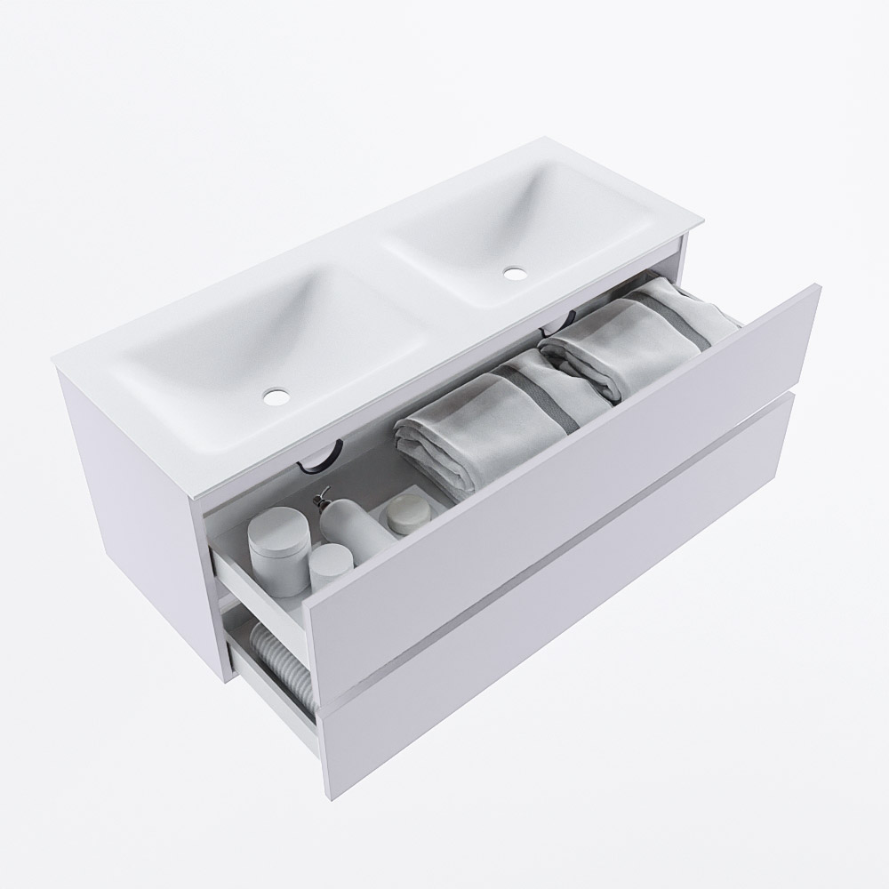 MONDIAZ VICA 120cm mueble de baño Cale 2 cajones. Lavabo CLOUD Doble 2 orificios, color Talc. 7 MONDIAZ VICA 120cm mueble de baño Cale 2 cajones. Lavabo CLOUD Doble 2 orificios, color Talc. - Imagen 7