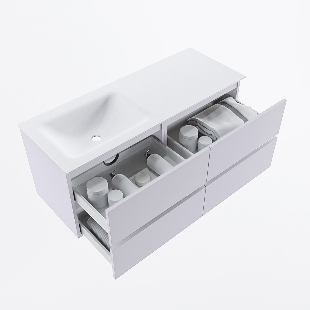 MONDIAZ VICA 120cm mueble de baño Cale 4 cajones. Lavabo CLOUD Izquierda 1 orificio, color Talc. 7 MONDIAZ VICA 120cm mueble de baño Cale 4 cajones. Lavabo CLOUD Izquierda 1 orificio, color Talc. - Imagen 7