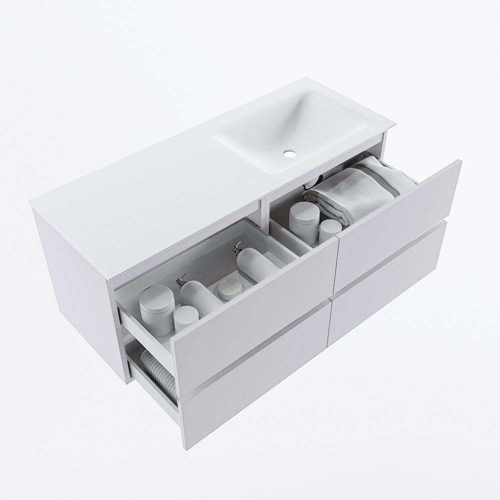 MONDIAZ VICA 120cm mueble de baño Cale 4 cajones. Lavabo CLOUD Derecho 1 orificio, color Talc. 7 MONDIAZ VICA 120cm mueble de baño Cale 4 cajones. Lavabo CLOUD Derecho 1 orificio, color Talc. - Imagen 7
