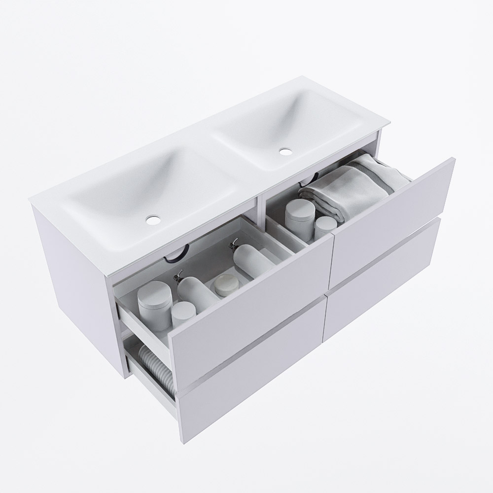 MONDIAZ VICA 120cm mueble de baño Cale 4 cajones. Lavabo CLOUD Doble 2 orificios, color Talc. 7 MONDIAZ VICA 120cm mueble de baño Cale 4 cajones. Lavabo CLOUD Doble 2 orificios, color Talc. - Imagen 7