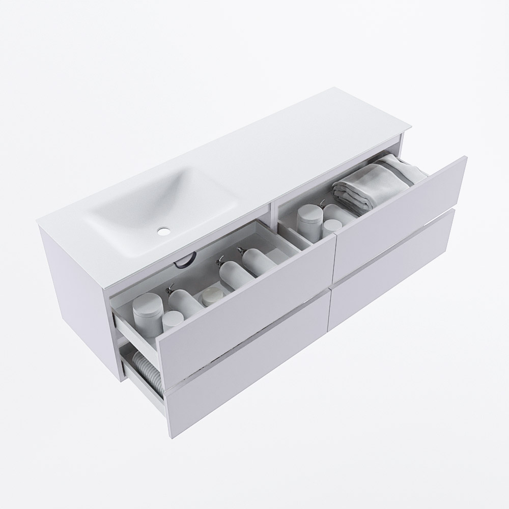 MONDIAZ VICA 150cm mueble de baño Cale 4 cajones. Lavabo CLOUD Izquierda 1 orificio, color Talc. 7 MONDIAZ VICA 150cm mueble de baño Cale 4 cajones. Lavabo CLOUD Izquierda 1 orificio, color Talc. - Imagen 7