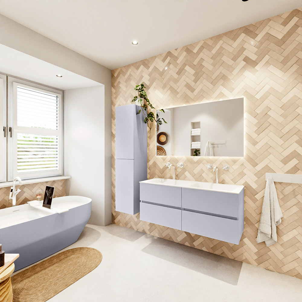 MONDIAZ VICA 120cm mueble de baño Cale 4 cajones. Lavabo CLOUD Doble 2 orificios, color Talc. 4 MONDIAZ VICA 120cm mueble de baño Cale 4 cajones. Lavabo CLOUD Doble 2 orificios, color Talc. - Imagen 4