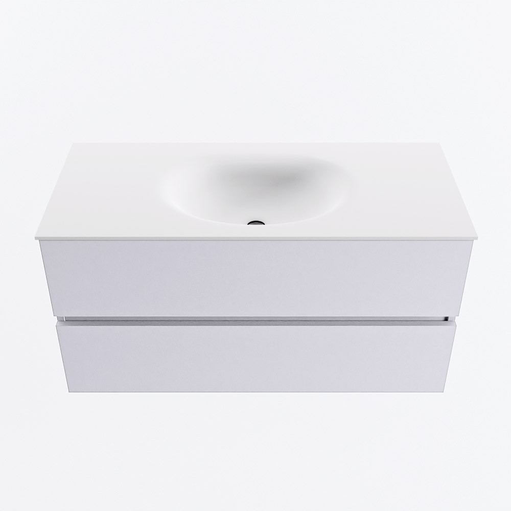 MONDIAZ VICA 100cm mueble de baño Cale 2 cajones. Lavabo MOON Centro sin orificio, color Talc. 5 MONDIAZ VICA 100cm mueble de baño Cale 2 cajones. Lavabo MOON Centro sin orificio, color Talc. - Imagen 5