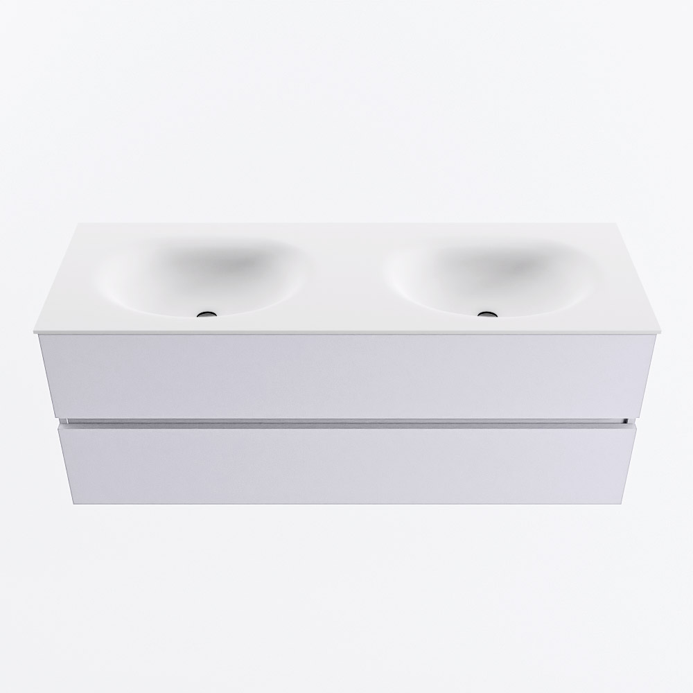 MONDIAZ VICA 130cm mueble de baño Cale 2 cajones. Lavabo MOON Doble sin orificio, color Talc. 5 MONDIAZ VICA 130cm mueble de baño Cale 2 cajones. Lavabo MOON Doble sin orificio, color Talc. - Imagen 5