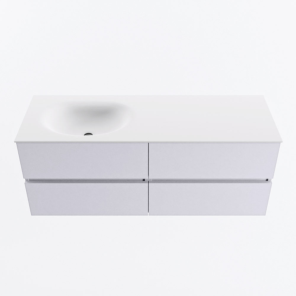 MONDIAZ VICA 130cm mueble de baño Cale 4 cajones. Lavabo MOON Izquierda 1 orificio, color Talc. 5 MONDIAZ VICA 130cm mueble de baño Cale 4 cajones. Lavabo MOON Izquierda 1 orificio, color Talc. - Imagen 5