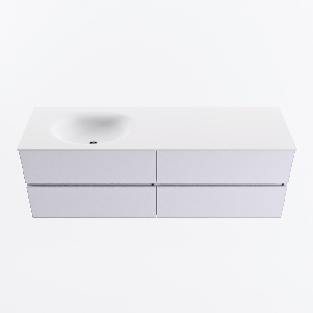 MONDIAZ VICA 150cm mueble de baño Cale 4 cajones. Lavabo MOON Izquierda sin orificio, color Talc. 5 MONDIAZ VICA 150cm mueble de baño Cale 4 cajones. Lavabo MOON Izquierda sin orificio, color Talc. - Imagen 5