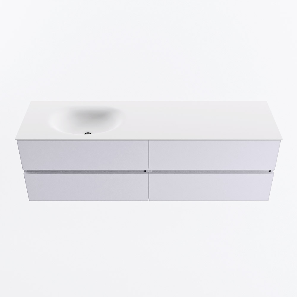 MONDIAZ VICA 160cm mueble de baño Cale 4 cajones. Lavabo MOON Izquierda 1 orificio, color Talc. 5 MONDIAZ VICA 160cm mueble de baño Cale 4 cajones. Lavabo MOON Izquierda 1 orificio, color Talc. - Imagen 5