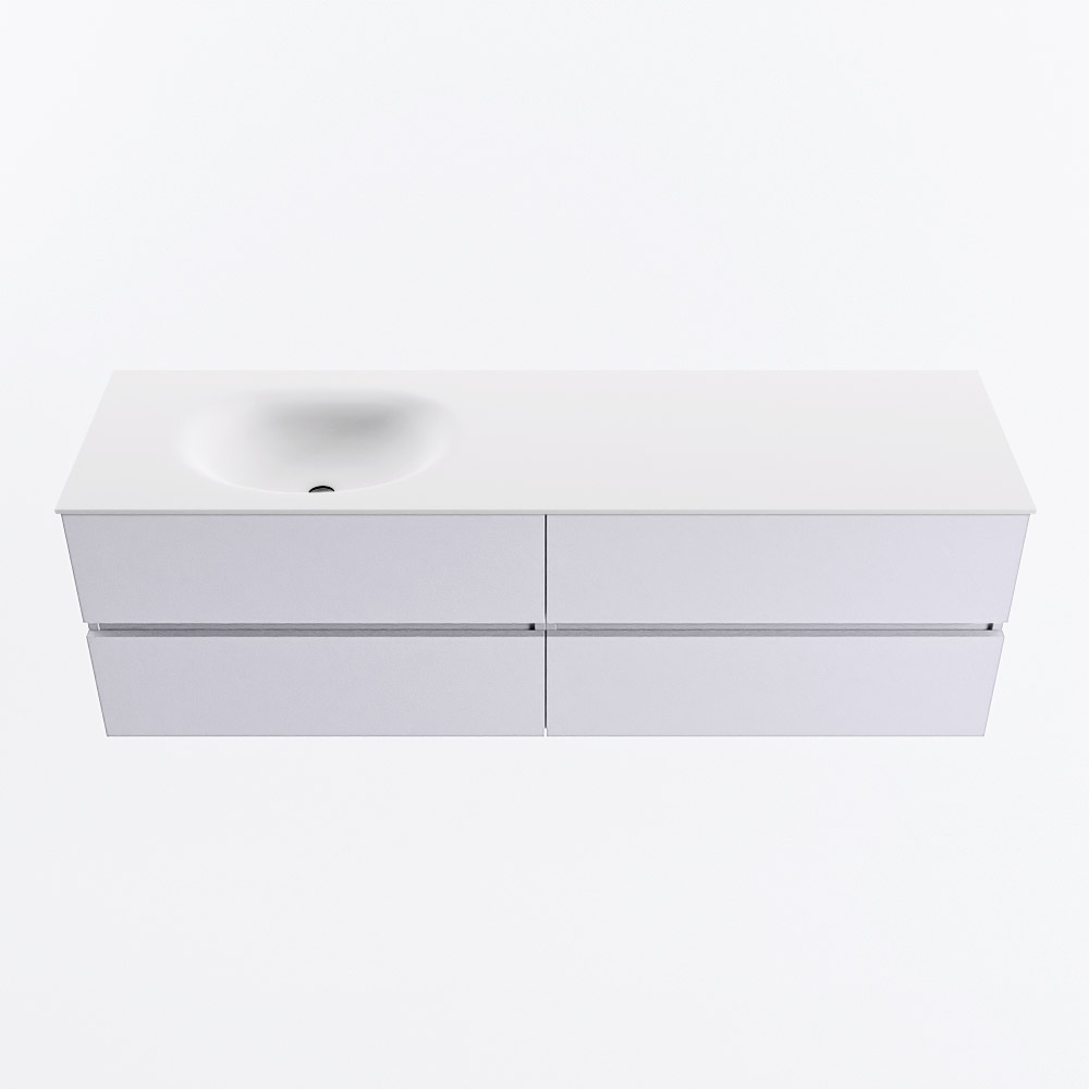 MONDIAZ VICA 160cm mueble de baño Cale 4 cajones. Lavabo MOON Izquierda sin orificio, color Talc. 5 MONDIAZ VICA 160cm mueble de baño Cale 4 cajones. Lavabo MOON Izquierda sin orificio, color Talc. - Imagen 5