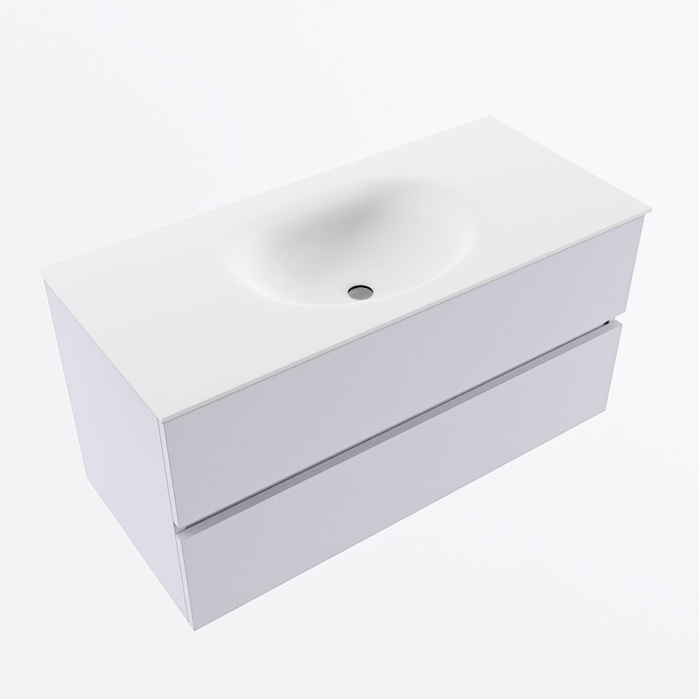 MONDIAZ VICA 100cm mueble de baño Cale 2 cajones. Lavabo MOON Centro sin orificio, color Talc. 6 MONDIAZ VICA 100cm mueble de baño Cale 2 cajones. Lavabo MOON Centro sin orificio, color Talc. - Imagen 6