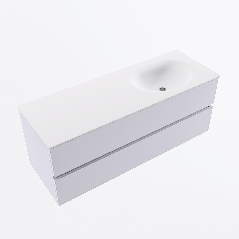 MONDIAZ VICA 130cm mueble de baño Cale 2 cajones. Lavabo MOON Derecho 1 orificio, color Talc. 6 MONDIAZ VICA 130cm mueble de baño Cale 2 cajones. Lavabo MOON Derecho 1 orificio, color Talc. - Imagen 6