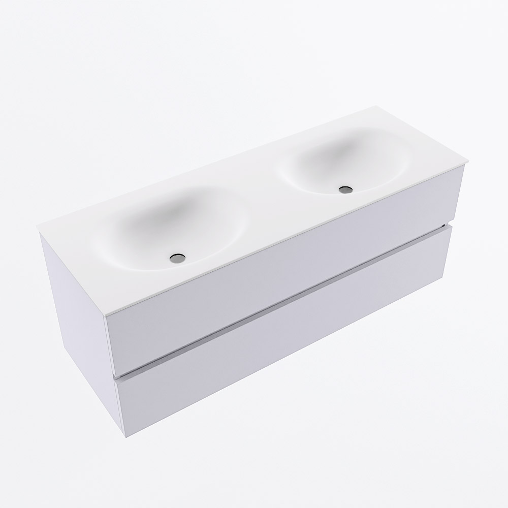 MONDIAZ VICA 130cm mueble de baño Cale 2 cajones. Lavabo MOON Doble sin orificio, color Talc. 6 MONDIAZ VICA 130cm mueble de baño Cale 2 cajones. Lavabo MOON Doble sin orificio, color Talc. - Imagen 6