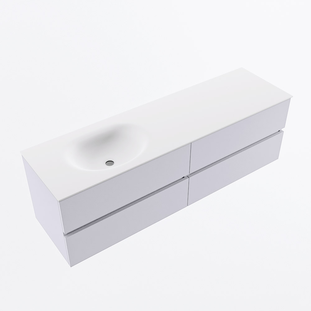 MONDIAZ VICA 160cm mueble de baño Cale 4 cajones. Lavabo MOON Izquierda 1 orificio, color Talc. 6 MONDIAZ VICA 160cm mueble de baño Cale 4 cajones. Lavabo MOON Izquierda 1 orificio, color Talc. - Imagen 6