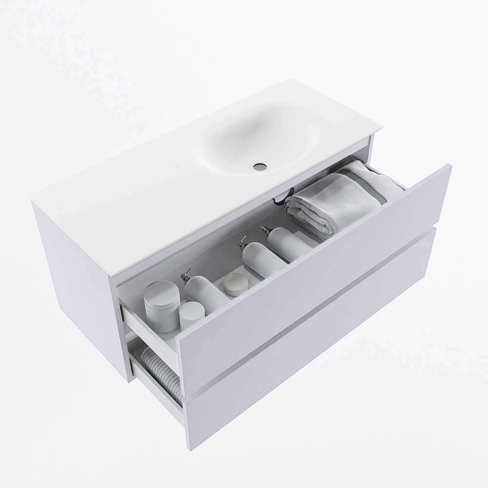 MONDIAZ VICA 110cm mueble de baño Cale 2 cajones. Lavabo MOON Derecho sin orificio, color Talc. 7 MONDIAZ VICA 110cm mueble de baño Cale 2 cajones. Lavabo MOON Derecho sin orificio, color Talc. - Imagen 7