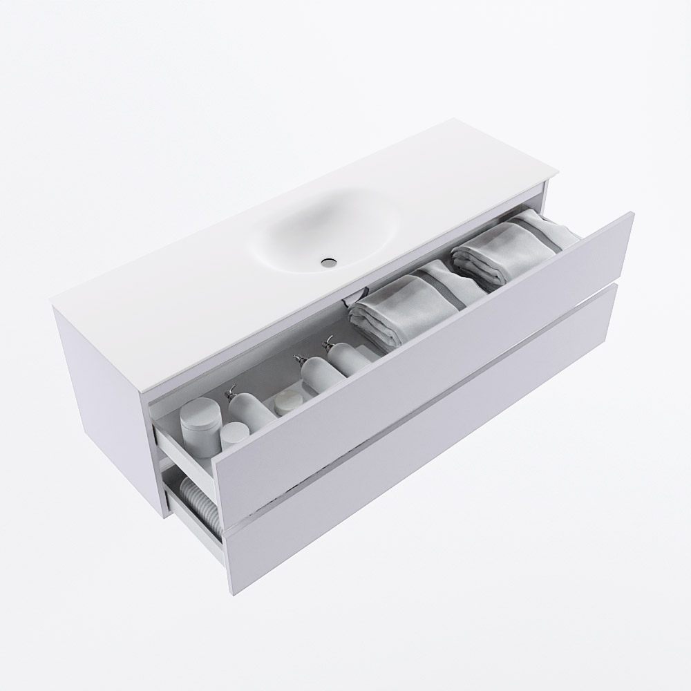 MONDIAZ VICA 150cm mueble de baño Cale 2 cajones. Lavabo MOON Centro 1 orificio, color Talc. 7 MONDIAZ VICA 150cm mueble de baño Cale 2 cajones. Lavabo MOON Centro 1 orificio, color Talc. - Imagen 7