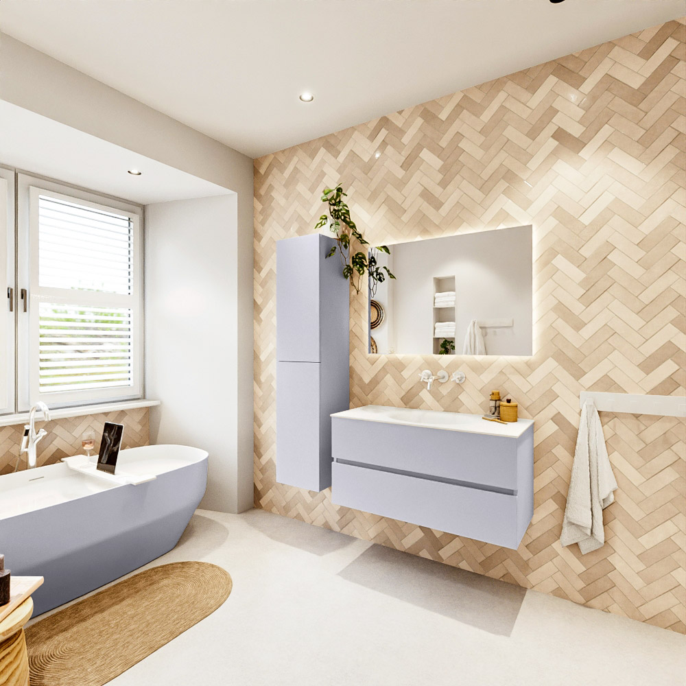 MONDIAZ VICA 100cm mueble de baño Cale 2 cajones. Lavabo MOON Centro sin orificio, color Talc. 4 MONDIAZ VICA 100cm mueble de baño Cale 2 cajones. Lavabo MOON Centro sin orificio, color Talc. - Imagen 4