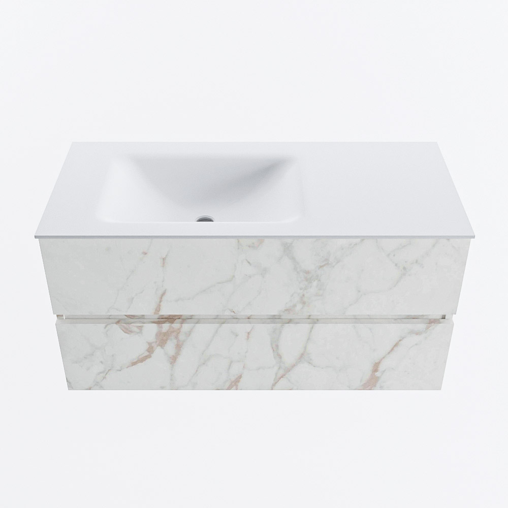 MONDIAZ VICA 100cm mueble de baño Carrara 2 cajones. Lavabo CLOUD Izquierda 1 orificio, color Talc. 5 MONDIAZ VICA 100cm mueble de baño Carrara 2 cajones. Lavabo CLOUD Izquierda 1 orificio, color Talc. - Imagen 5