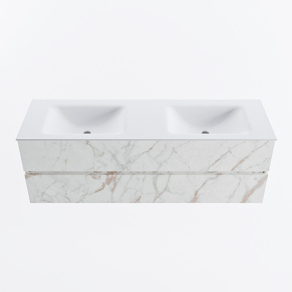 MONDIAZ VICA 150cm mueble de baño Carrara 2 cajones. Lavabo CLOUD Doble sin orificio, color Talc. 5 MONDIAZ VICA 150cm mueble de baño Carrara 2 cajones. Lavabo CLOUD Doble sin orificio, color Talc. - Imagen 5