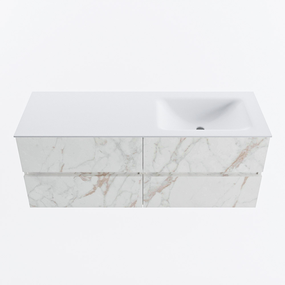 MONDIAZ VICA 130cm mueble de baño Carrara 4 cajones. Lavabo CLOUD Derecho 1 orificio, color Talc. 5 MONDIAZ VICA 130cm mueble de baño Carrara 4 cajones. Lavabo CLOUD Derecho 1 orificio, color Talc. - Imagen 5