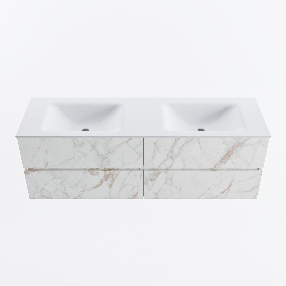 MONDIAZ VICA 150cm mueble de baño Carrara 4 cajones. Lavabo CLOUD Doble 2 orificios, color Talc. 5 MONDIAZ VICA 150cm mueble de baño Carrara 4 cajones. Lavabo CLOUD Doble 2 orificios, color Talc. - Imagen 5