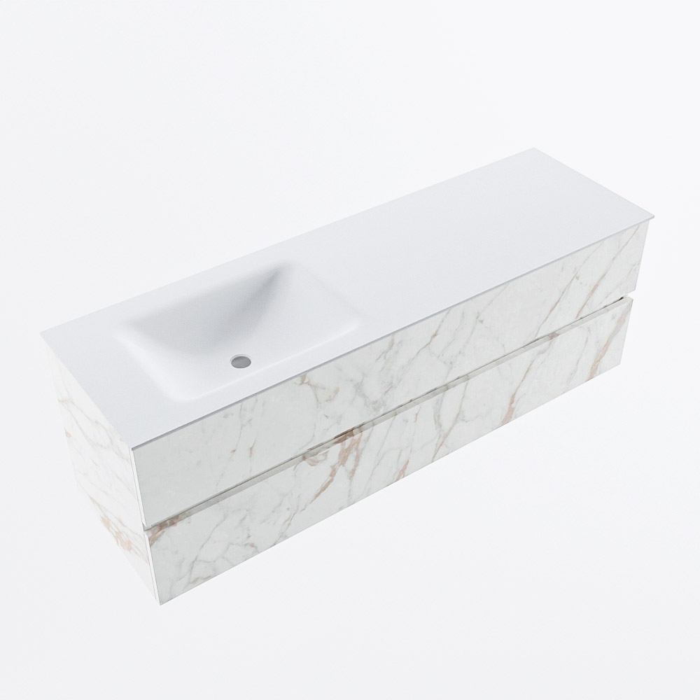 MONDIAZ VICA 150cm mueble de baño Carrara 2 cajones. Lavabo CLOUD Izquierda sin orificio, color Talc. 6 MONDIAZ VICA 150cm mueble de baño Carrara 2 cajones. Lavabo CLOUD Izquierda sin orificio, color Talc. - Imagen 6
