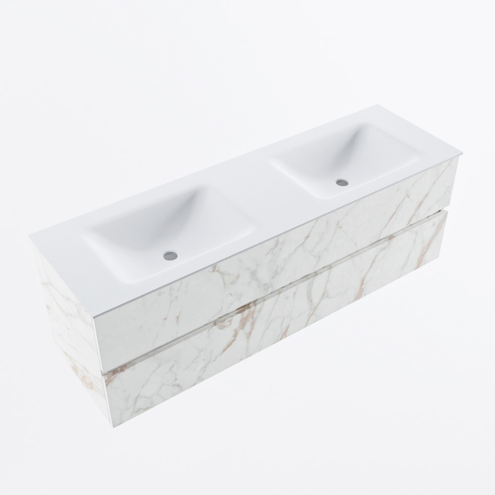 MONDIAZ VICA 150cm mueble de baño Carrara 2 cajones. Lavabo CLOUD Doble sin orificio, color Talc. 6 MONDIAZ VICA 150cm mueble de baño Carrara 2 cajones. Lavabo CLOUD Doble sin orificio, color Talc. - Imagen 6