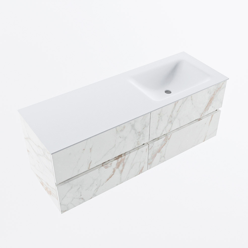 MONDIAZ VICA 130cm mueble de baño Carrara 4 cajones. Lavabo CLOUD Derecho 1 orificio, color Talc. 6 MONDIAZ VICA 130cm mueble de baño Carrara 4 cajones. Lavabo CLOUD Derecho 1 orificio, color Talc. - Imagen 6