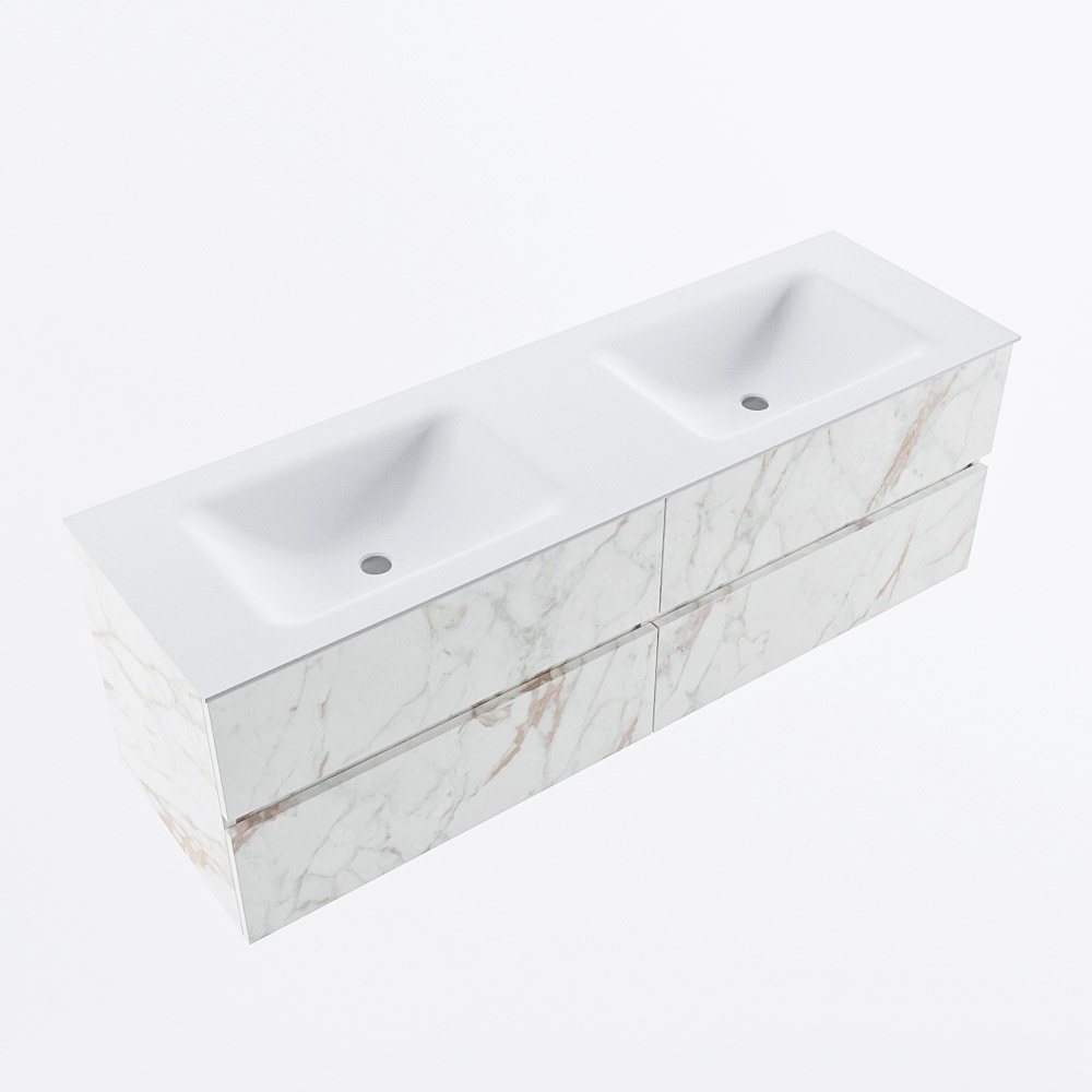 MONDIAZ VICA 150cm mueble de baño Carrara 4 cajones. Lavabo CLOUD Doble 2 orificios, color Talc. 6 MONDIAZ VICA 150cm mueble de baño Carrara 4 cajones. Lavabo CLOUD Doble 2 orificios, color Talc. - Imagen 6