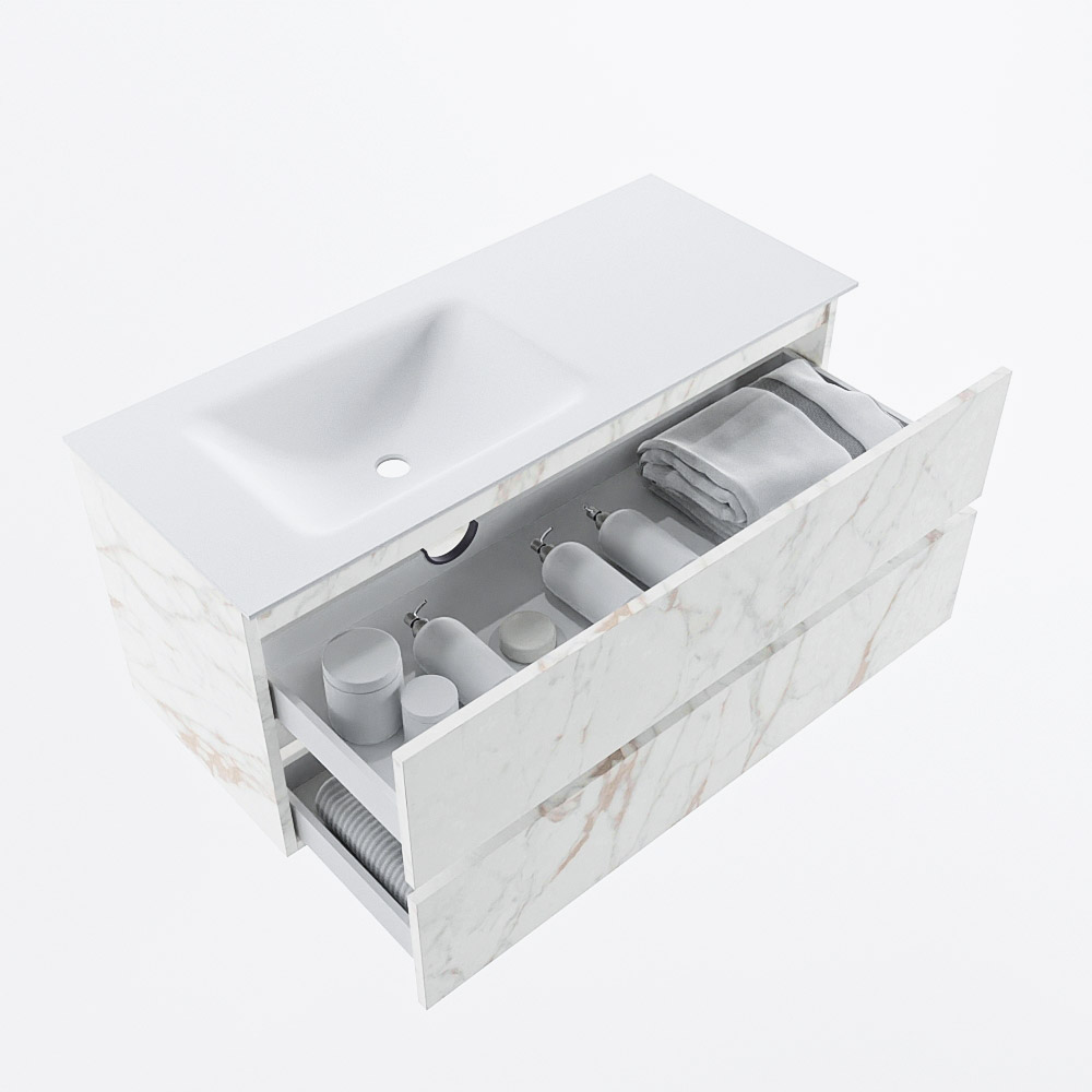 MONDIAZ VICA 110cm mueble de baño Carrara 2 cajones. Lavabo CLOUD Izquierda sin orificio, color Talc. 7 MONDIAZ VICA 110cm mueble de baño Carrara 2 cajones. Lavabo CLOUD Izquierda sin orificio, color Talc. - Imagen 7