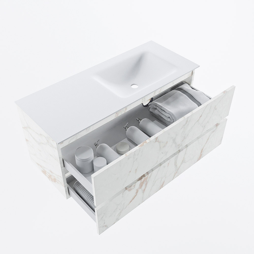 MONDIAZ VICA 110cm mueble de baño Carrara 2 cajones. Lavabo CLOUD Derecho sin orificio, color Talc. 7 MONDIAZ VICA 110cm mueble de baño Carrara 2 cajones. Lavabo CLOUD Derecho sin orificio, color Talc. - Imagen 7