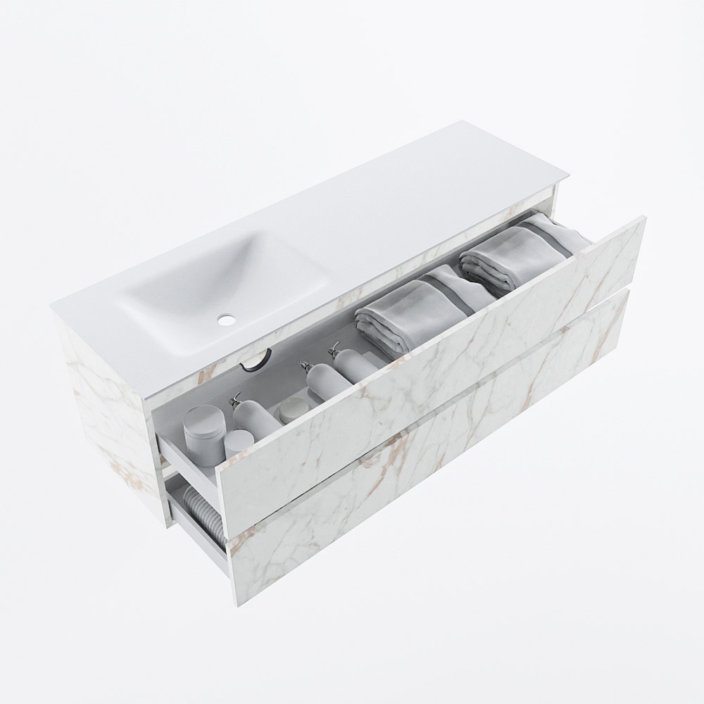 MONDIAZ VICA 150cm mueble de baño Carrara 2 cajones. Lavabo CLOUD Izquierda sin orificio, color Talc. 7 MONDIAZ VICA 150cm mueble de baño Carrara 2 cajones. Lavabo CLOUD Izquierda sin orificio, color Talc. - Imagen 7