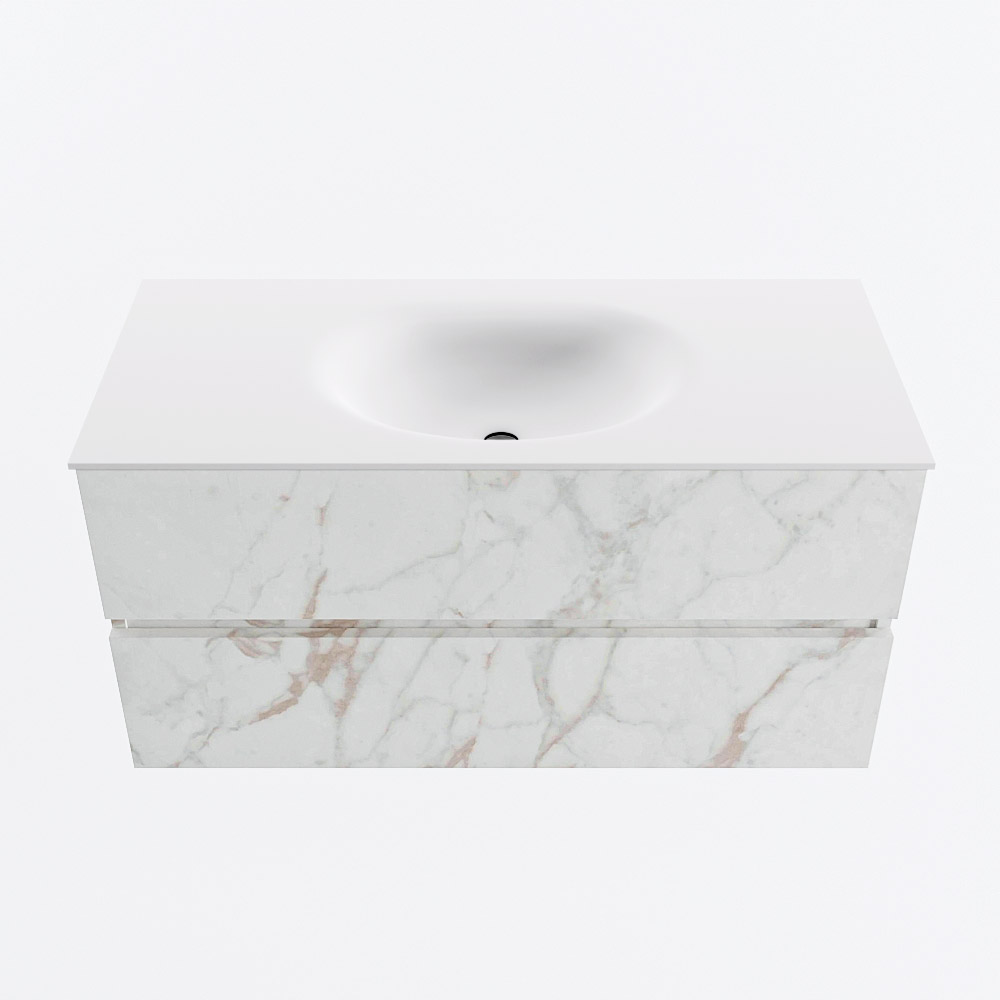 MONDIAZ VICA 100cm mueble de baño Carrara 2 cajones. Lavabo MOON Centro sin orificio, color Talc. 5 MONDIAZ VICA 100cm mueble de baño Carrara 2 cajones. Lavabo MOON Centro sin orificio, color Talc. - Imagen 5